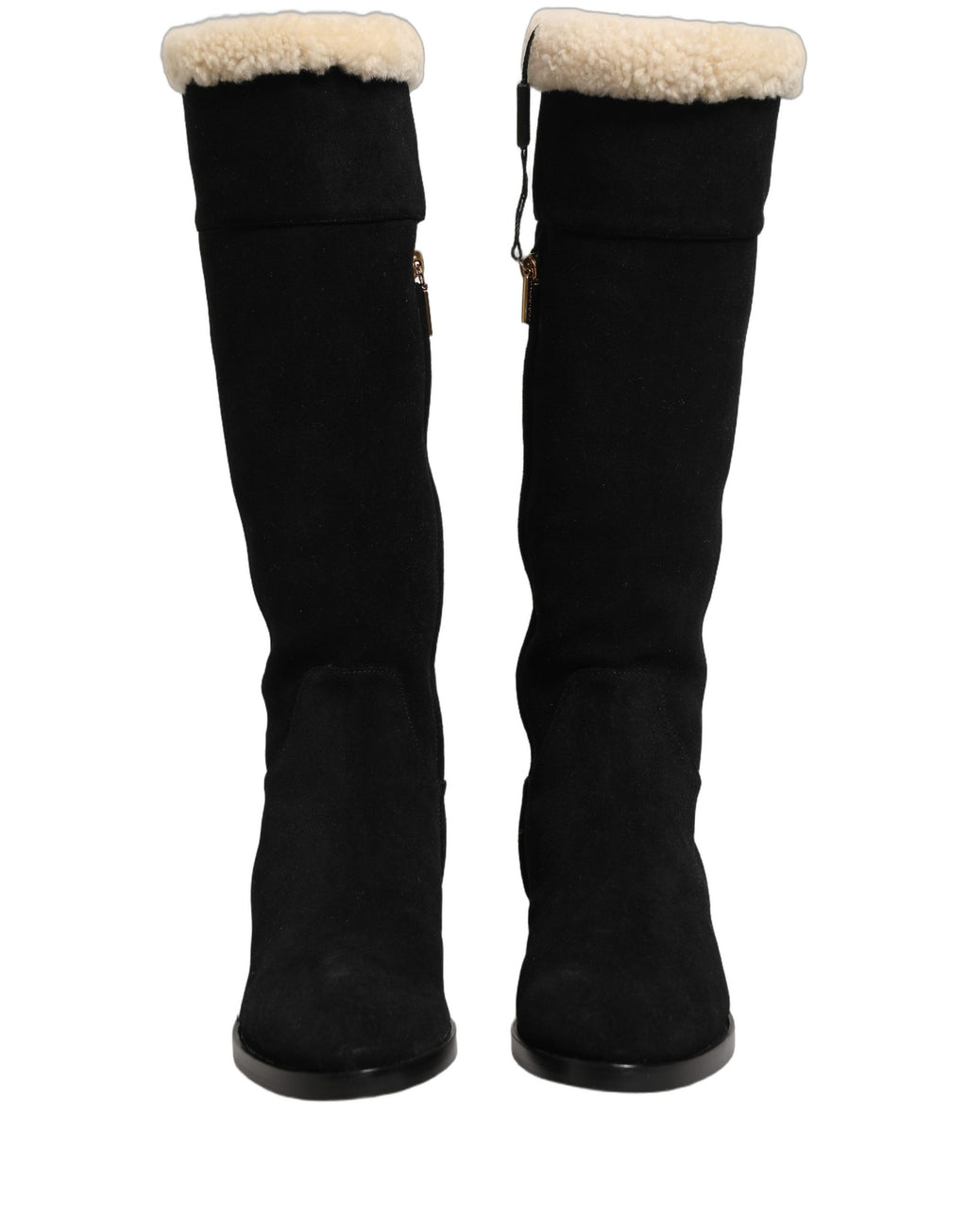 Dolce & Gabbana Schwarze kniehohe Stiefel aus Wildleder Schuhe