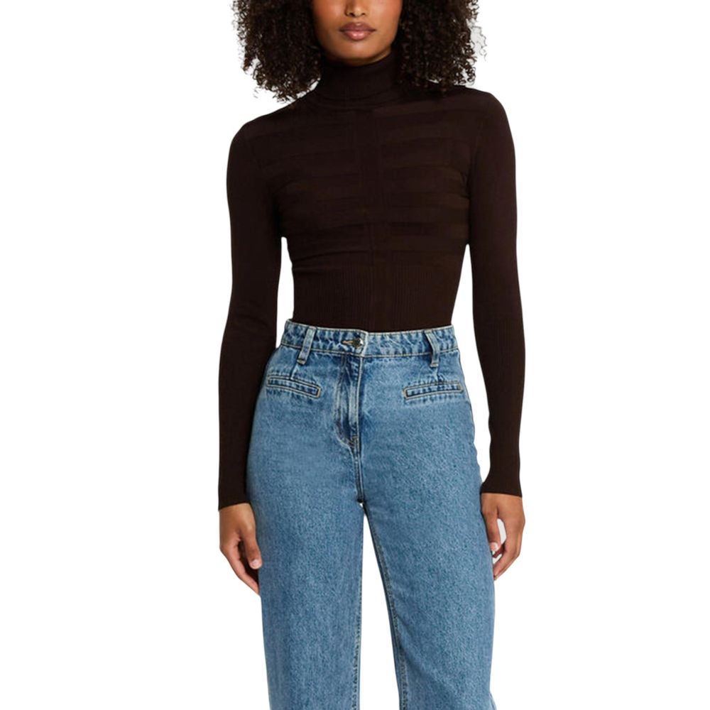 Morgan De Toi Brauner Viskose-Rollkragenpullover