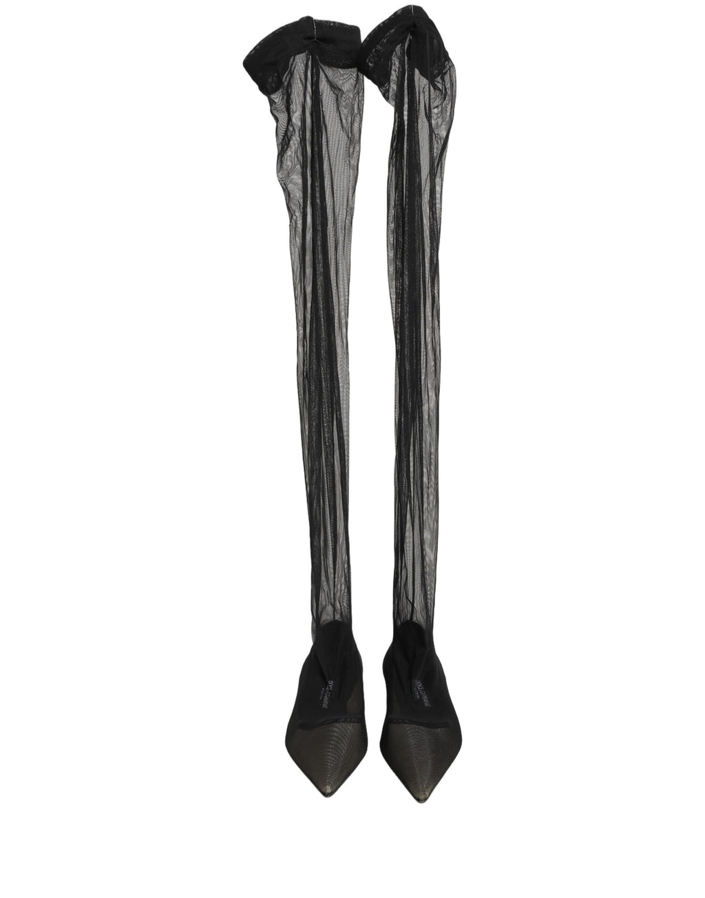 Dolce & Gabbana Schwarze Overknee-Stiefel aus Tüll