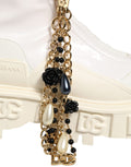 Dolce & Gabbana Weiße Leder-Stiefeletten mit Gummi-Logo