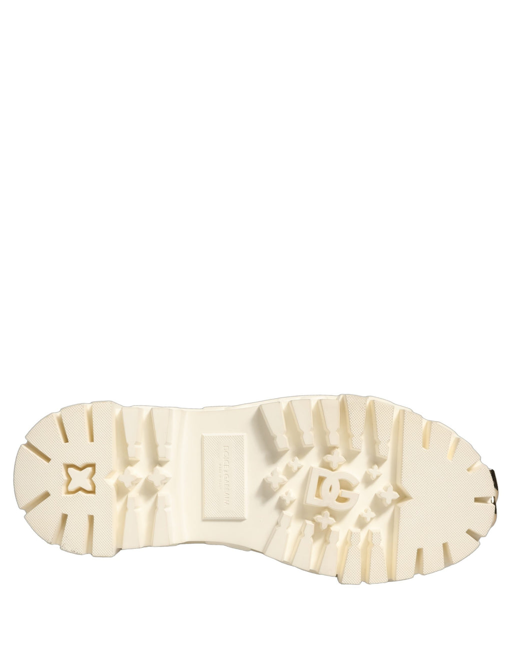 Dolce & Gabbana Weiße Leder-Stiefeletten mit Gummi-Logo