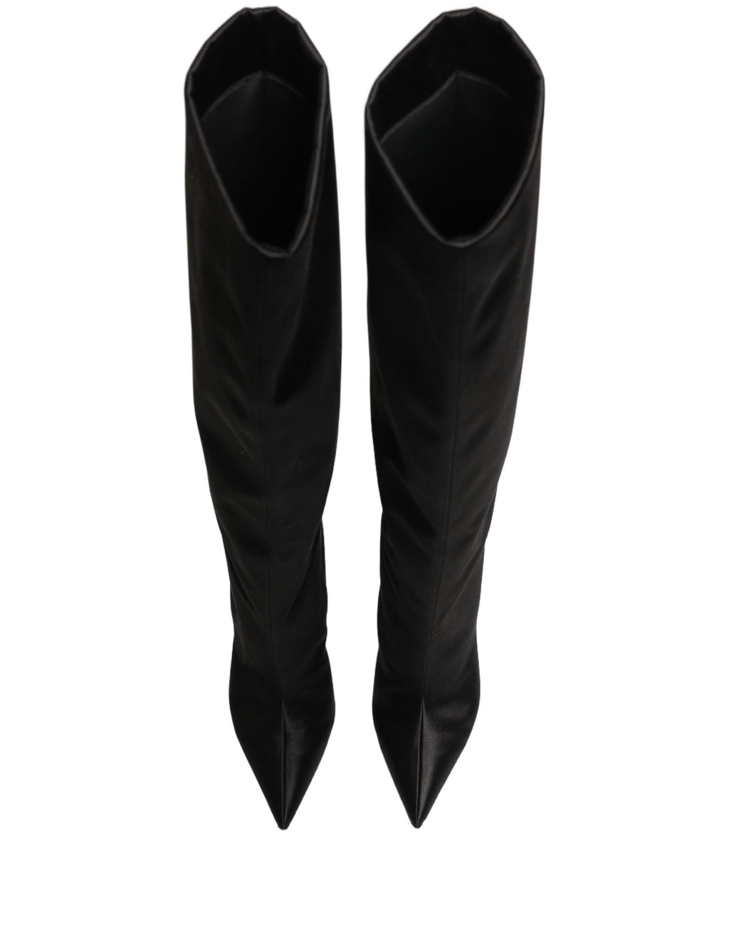 Dolce & Gabbana Schwarze Kniehohe Stiletto-Stiefel aus Satin