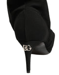 Dolce & Gabbana Schwarze Socken-Stiefel mit Absatz, Knöchelhoch