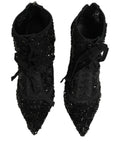 Dolce & Gabbana Schwarze Ankle Boots aus Mesh mit Verzierungen