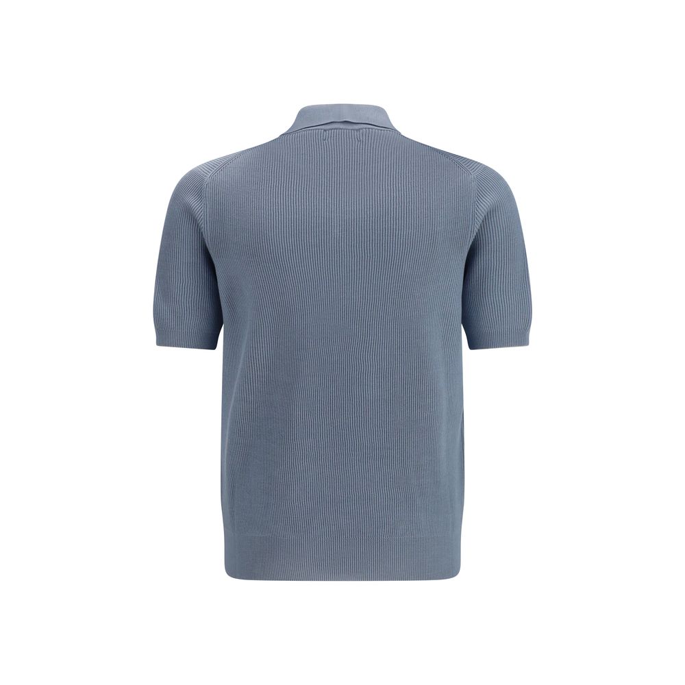 Brunello Cucinelli Blaues Baumwoll-Polohemd