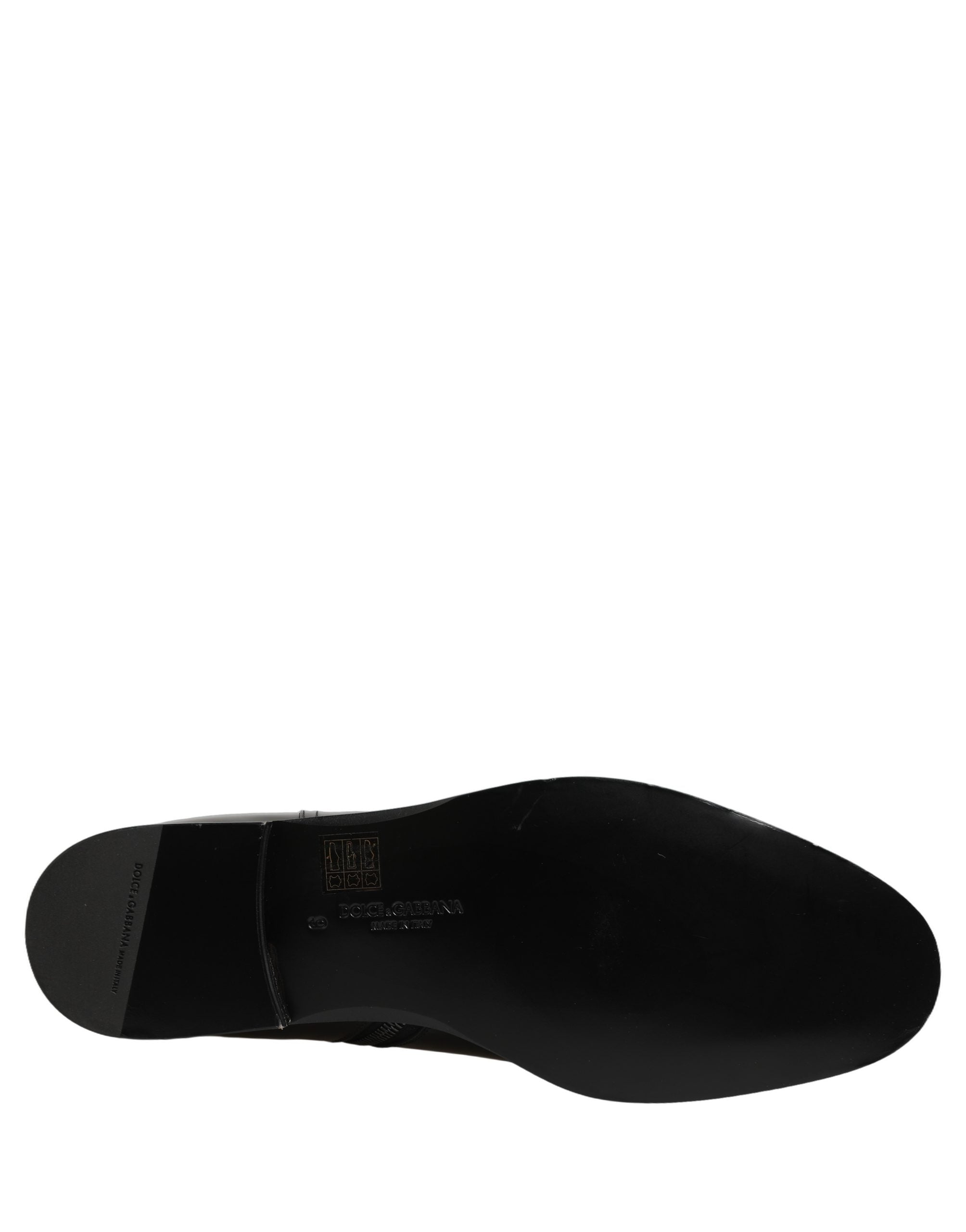 Dolce & Gabbana Schwarze Lederstiefel mit Logo-Schnalle, mittelhoher Schaft