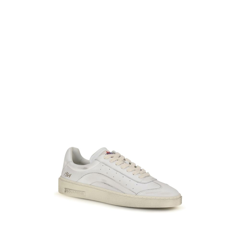 Dsquared² Weiße Low-Top-Sneaker aus Kalbsleder Bos Taurus