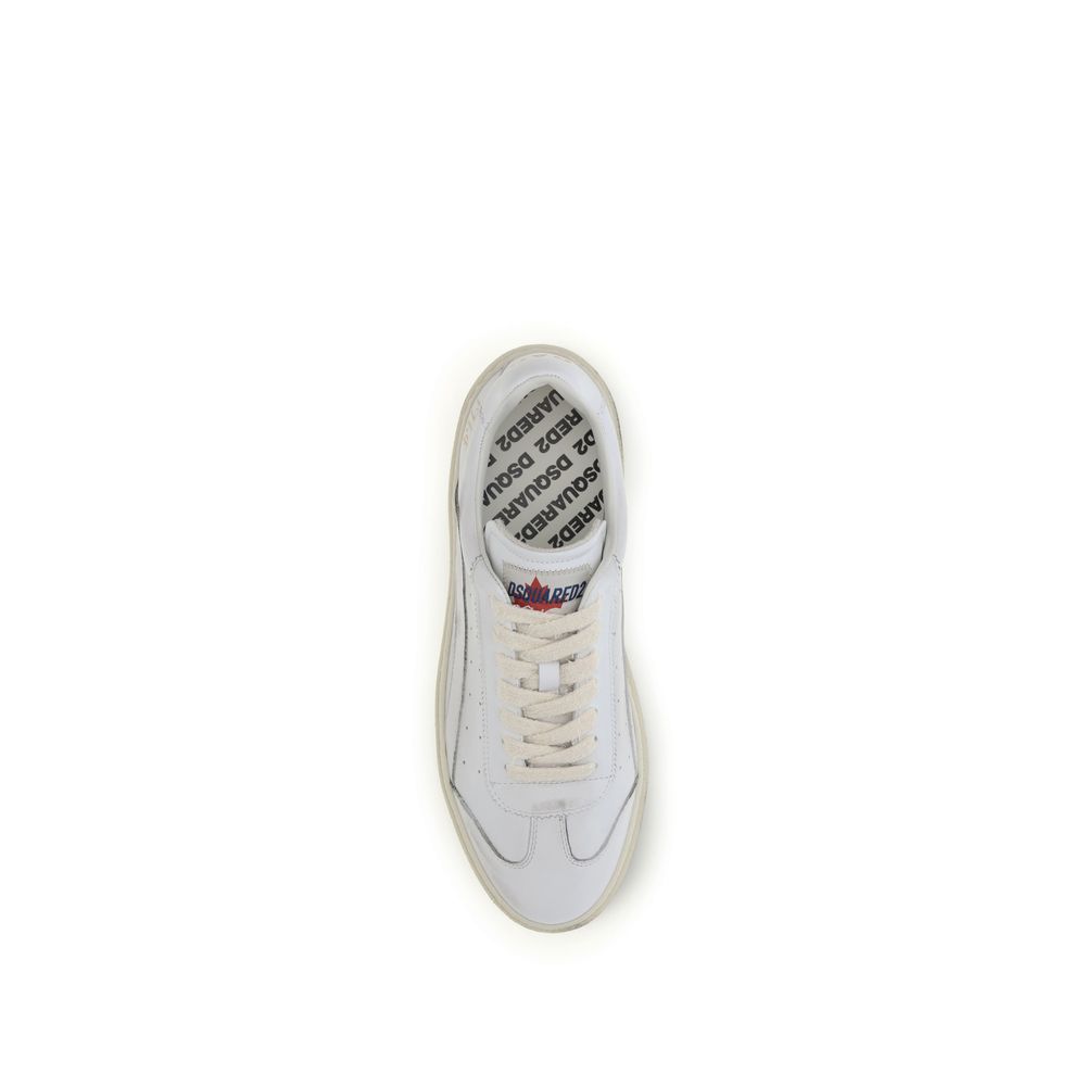 Dsquared² Weiße Low-Top-Sneaker aus Kalbsleder Bos Taurus