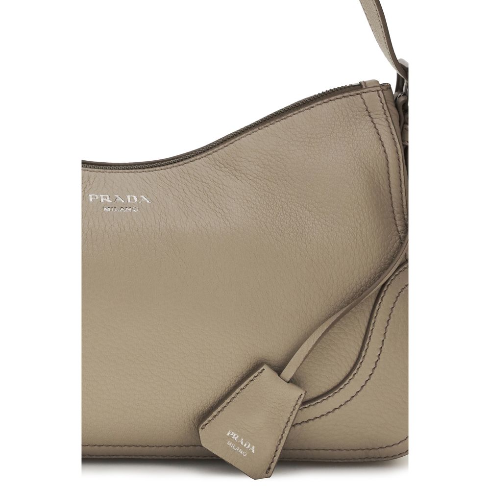 Prada Graue Kalbsleder Bos Taurus Bucket Bag