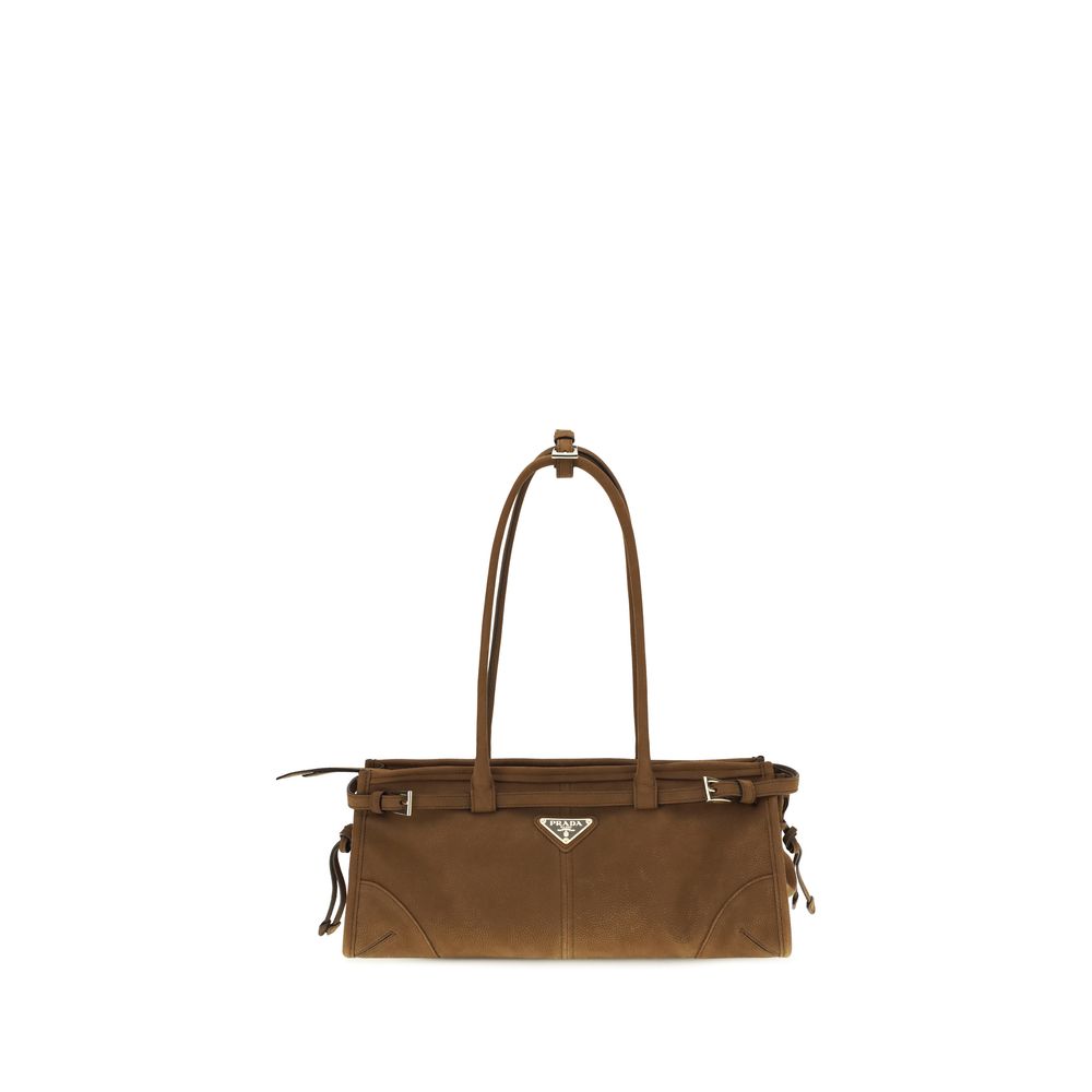Prada Braune Kalbsleder Bos Taurus Handtasche