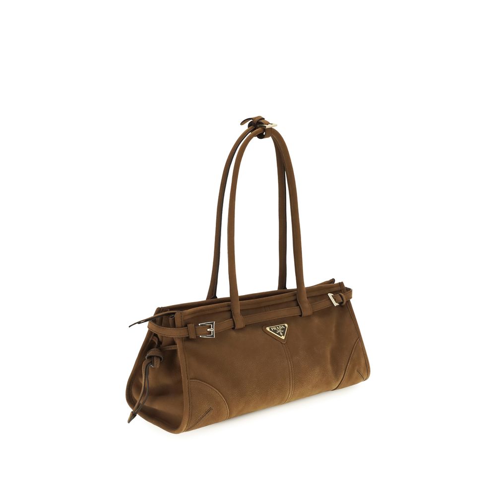 Prada Braune Kalbsleder Bos Taurus Handtasche