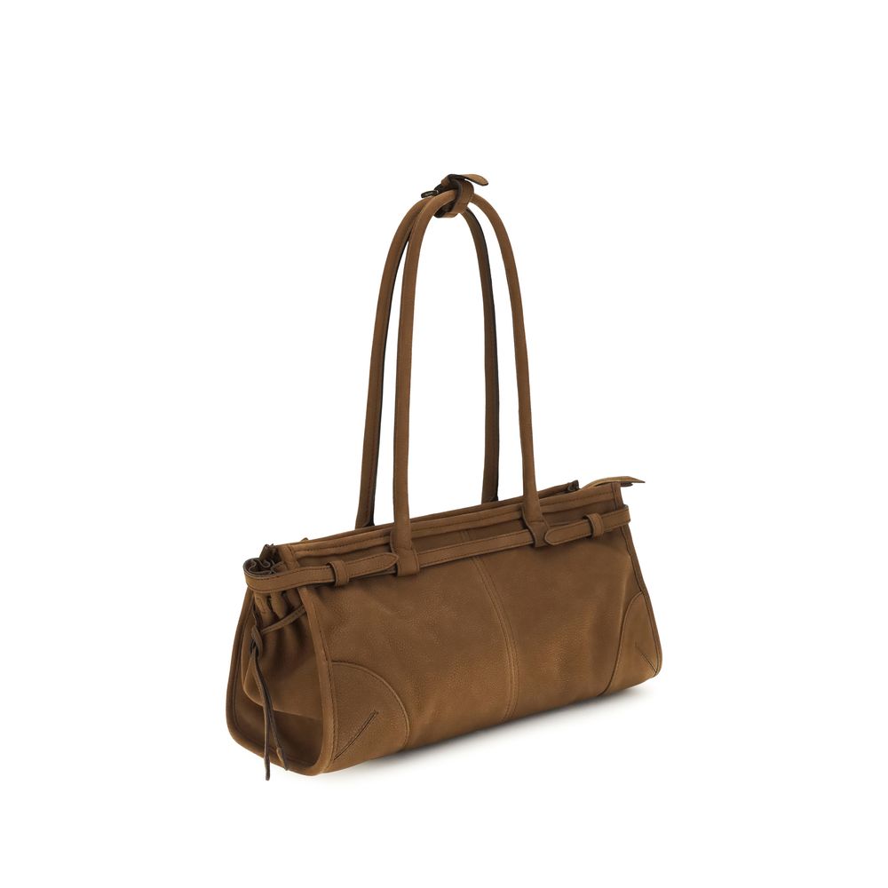 Prada Braune Kalbsleder Bos Taurus Handtasche