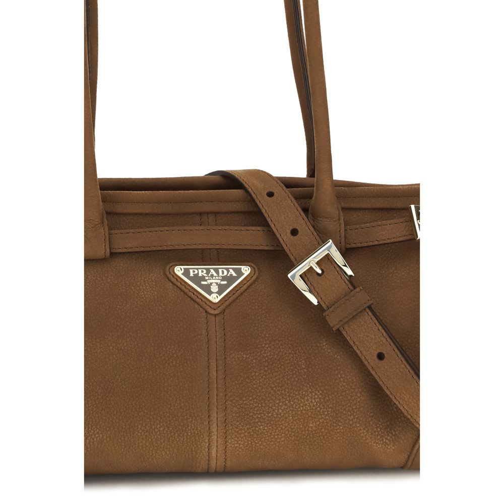 Prada Braune Kalbsleder Bos Taurus Handtasche