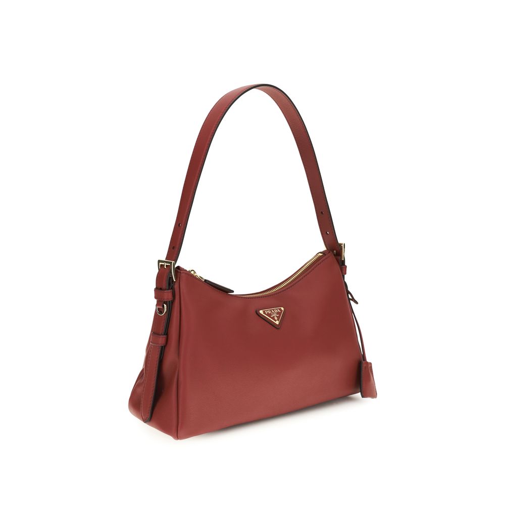 Prada Braune Kalbsleder Bos Taurus Schultertasche