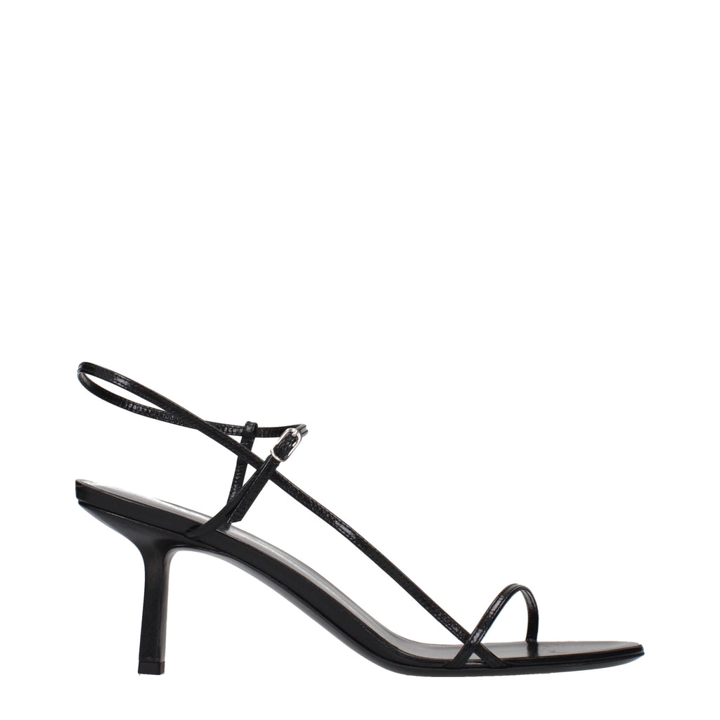 The Row Schwarze Leder-Stiletto-Sandalen