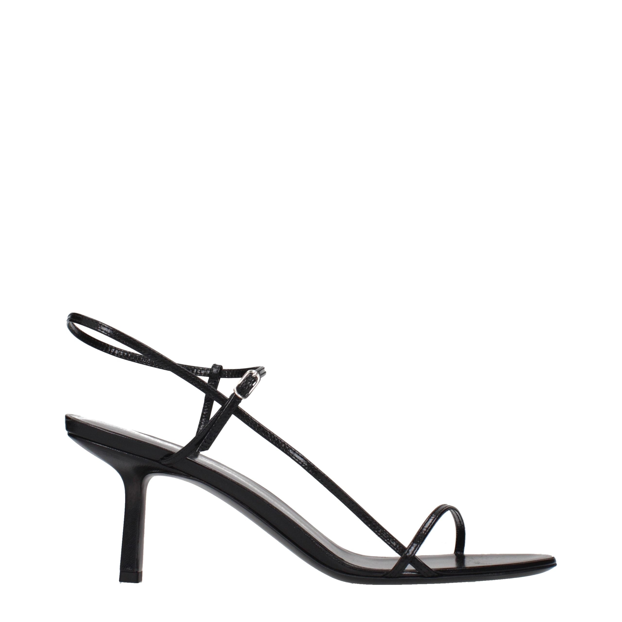 The Row Schwarze Leder-Stiletto-Sandalen