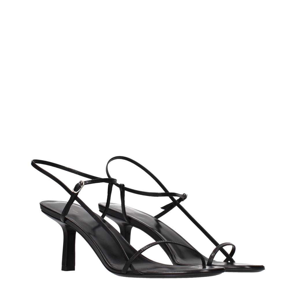 The Row Schwarze Leder-Stiletto-Sandalen