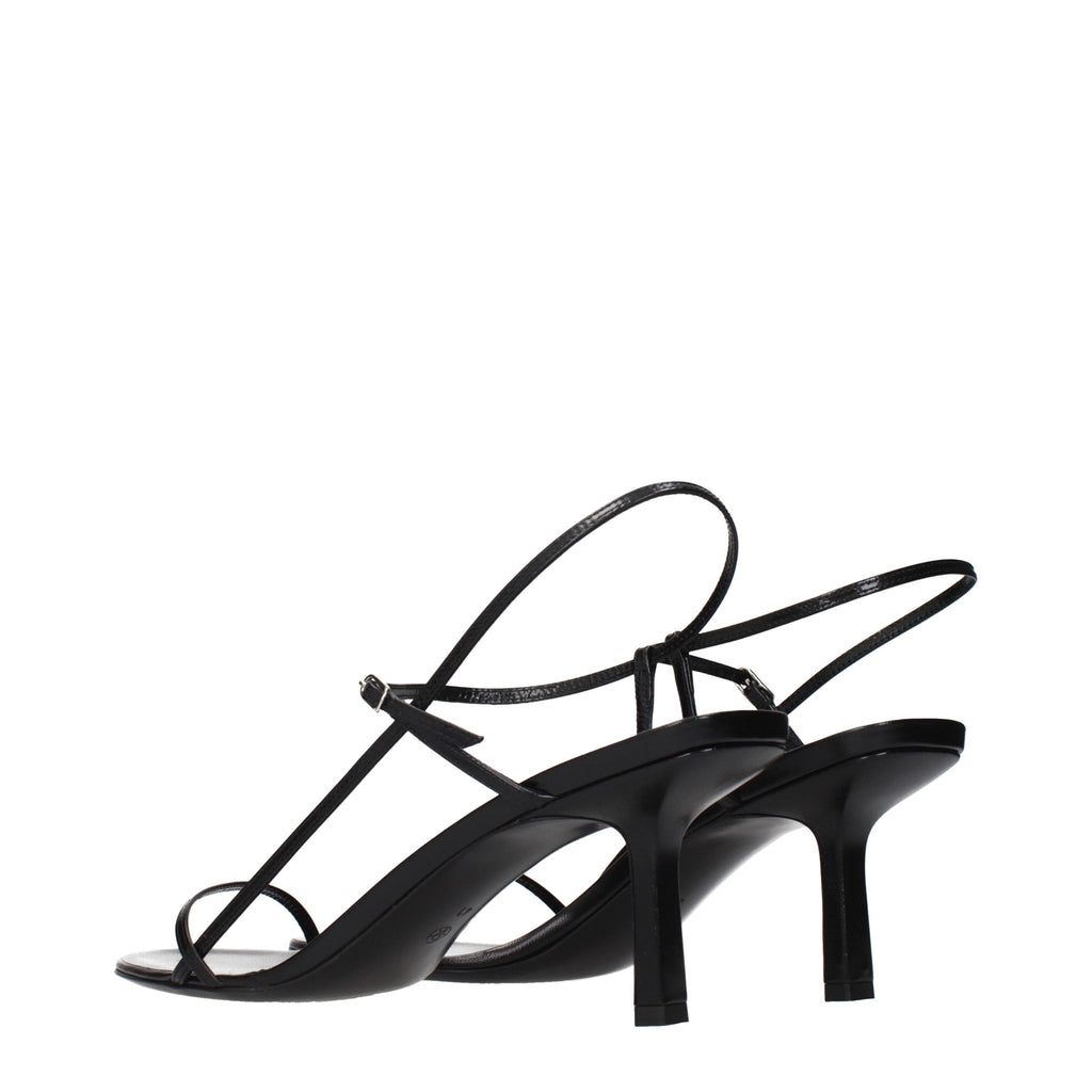 The Row Schwarze Leder-Stiletto-Sandalen