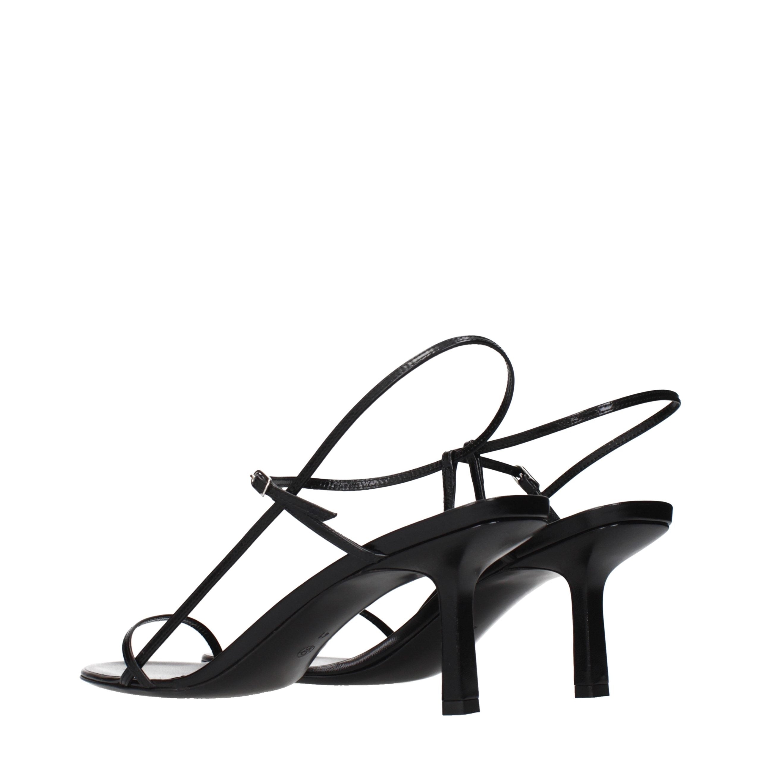 The Row Schwarze Leder-Stiletto-Sandalen