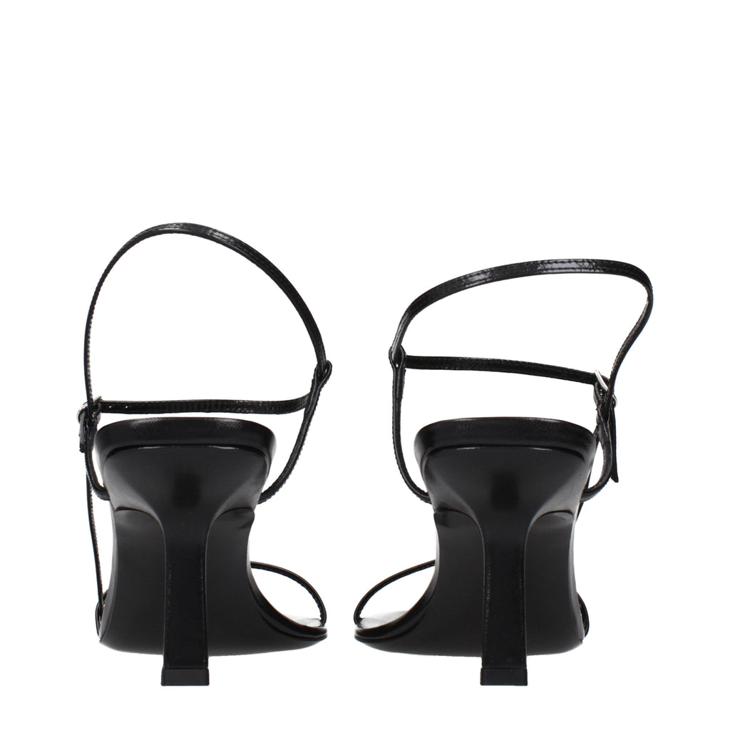 The Row Schwarze Leder-Stiletto-Sandalen