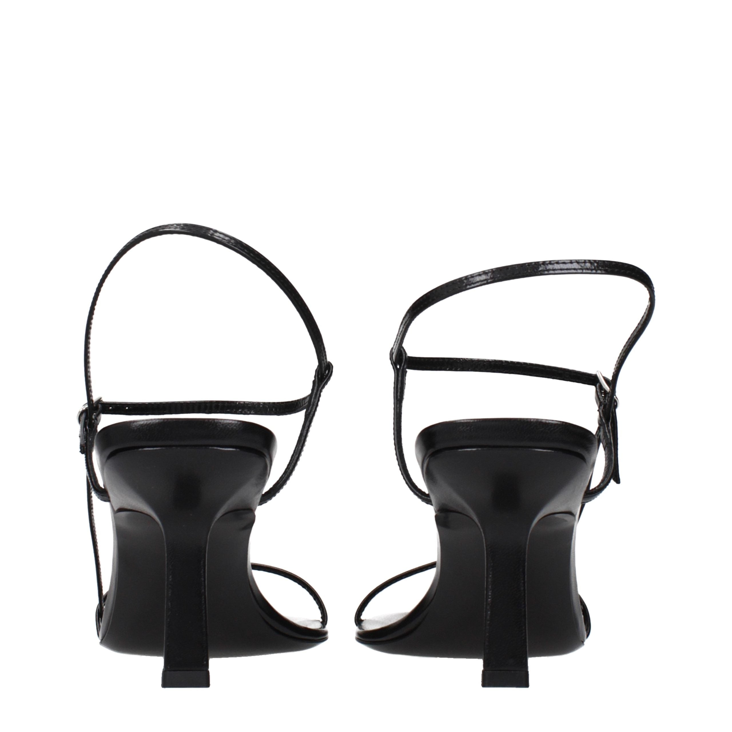 The Row Schwarze Leder-Stiletto-Sandalen
