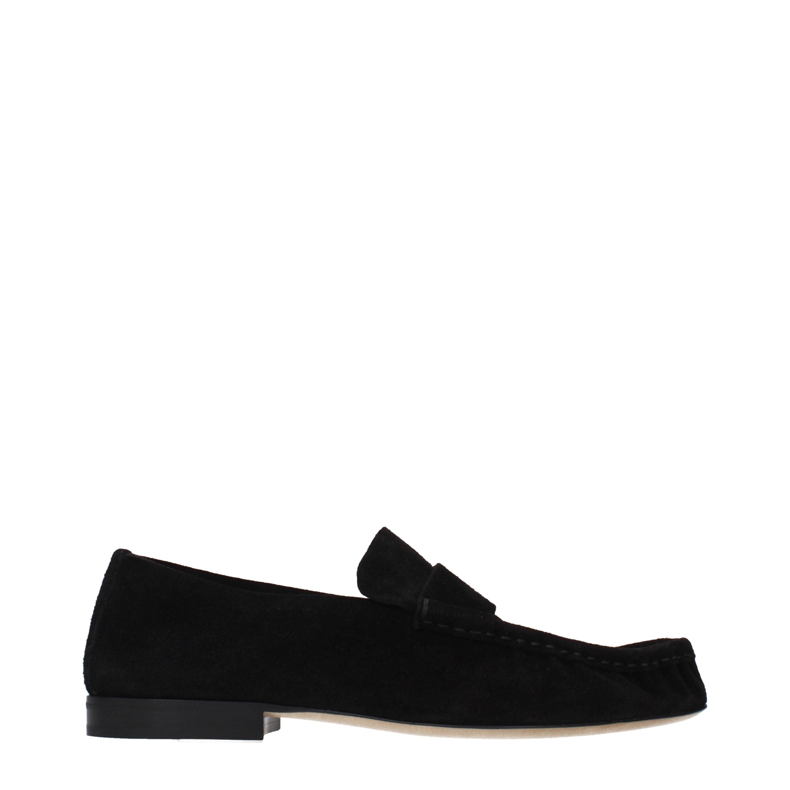 The Row Schwarze Leder Loafer zum Hineinschlüpfen