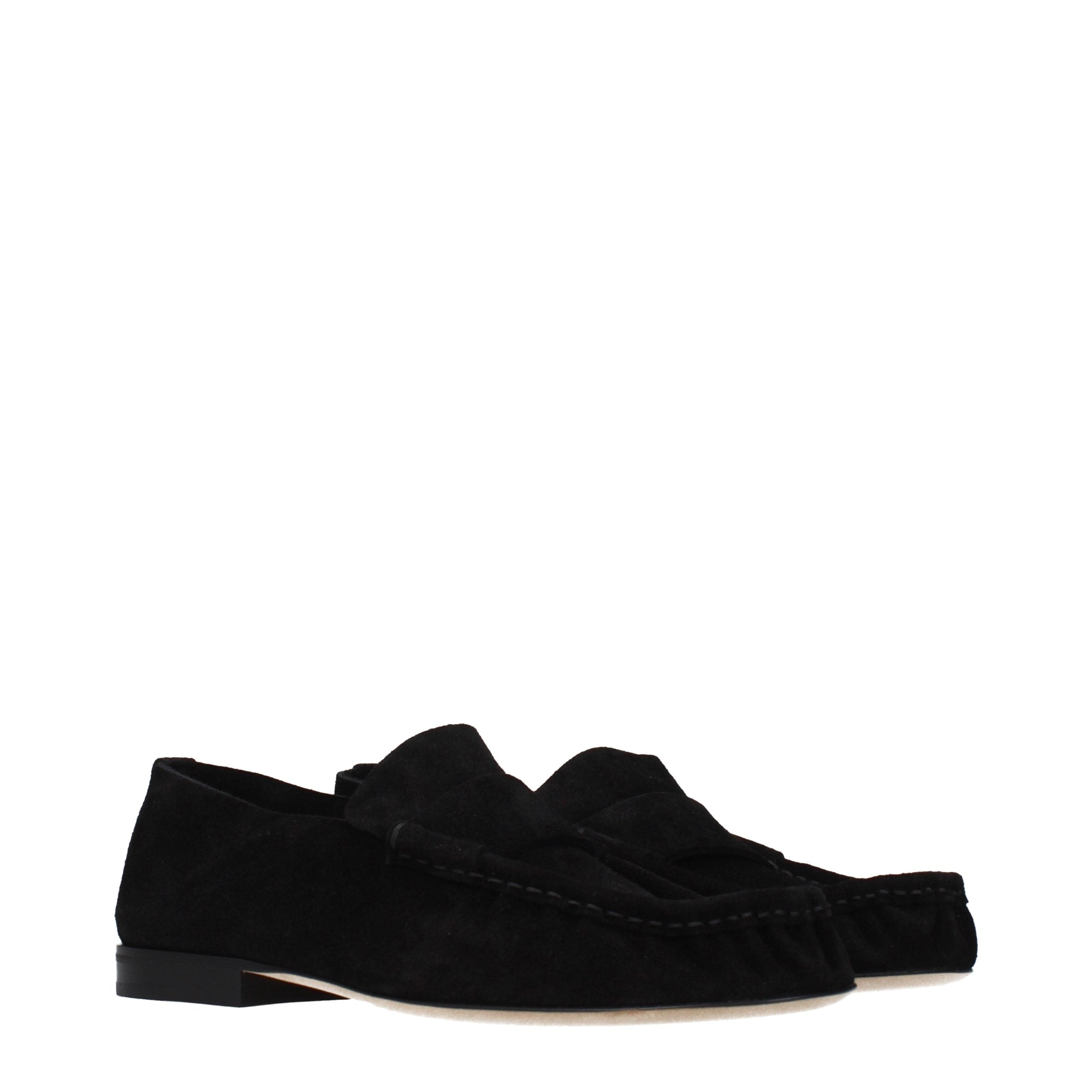 The Row Schwarze Leder Loafer zum Hineinschlüpfen