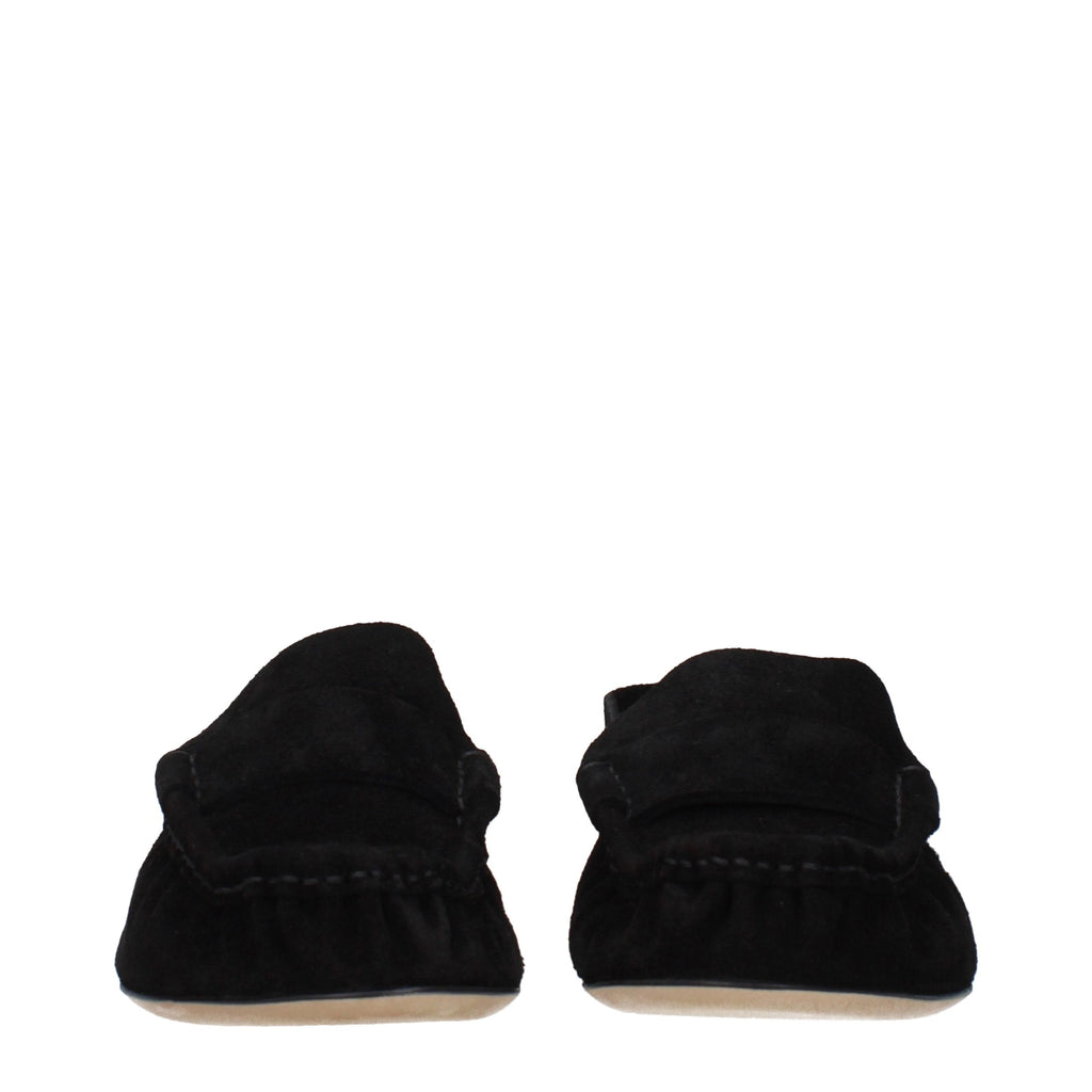 The Row Schwarze Leder Loafer zum Hineinschlüpfen