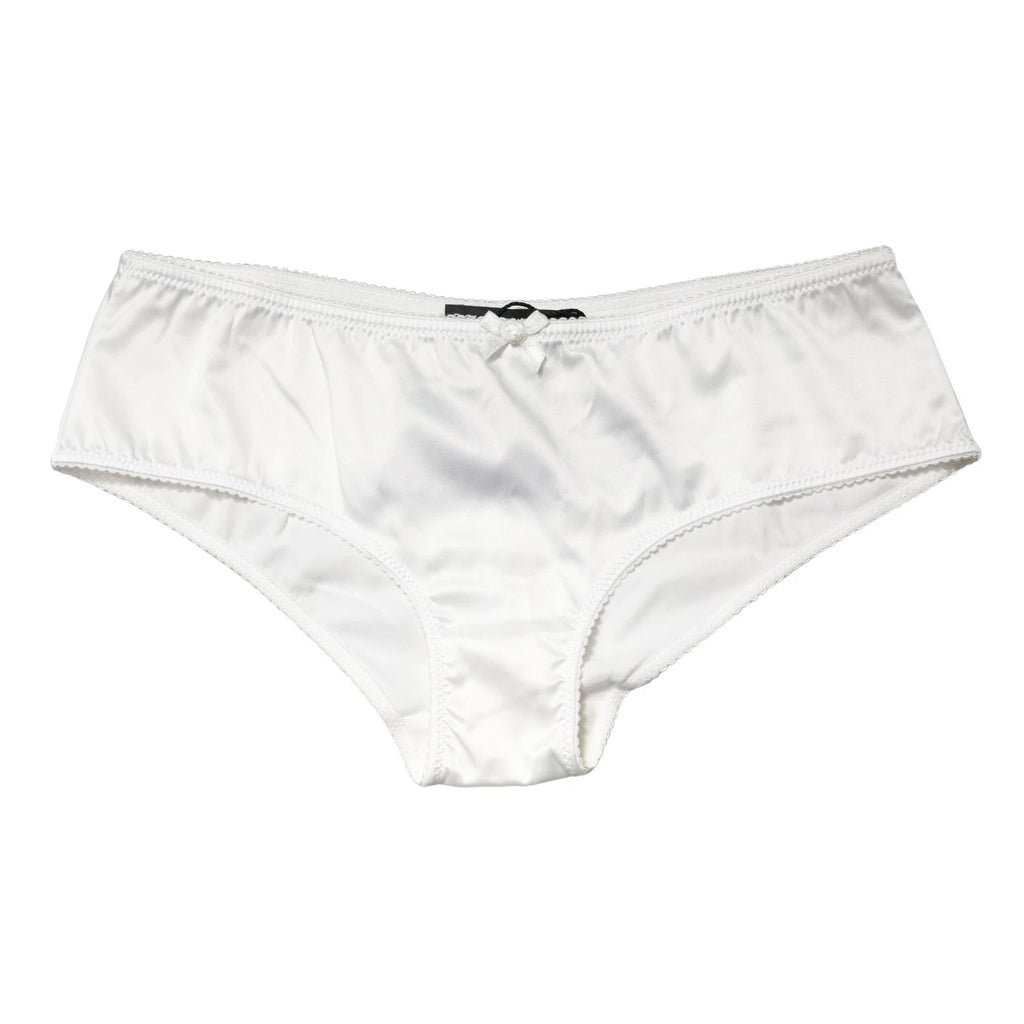 Dolce & Gabbana Weiße Seiden-Stretch-Panty mit mittlerem Bund
