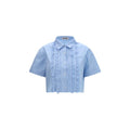 Miu Miu Blaues Baumwoll-Kurzarmhemd