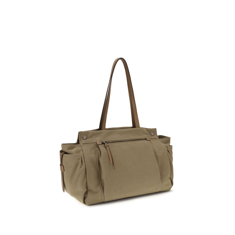 Prada Zweifarbige Schultertasche aus Baumwolle