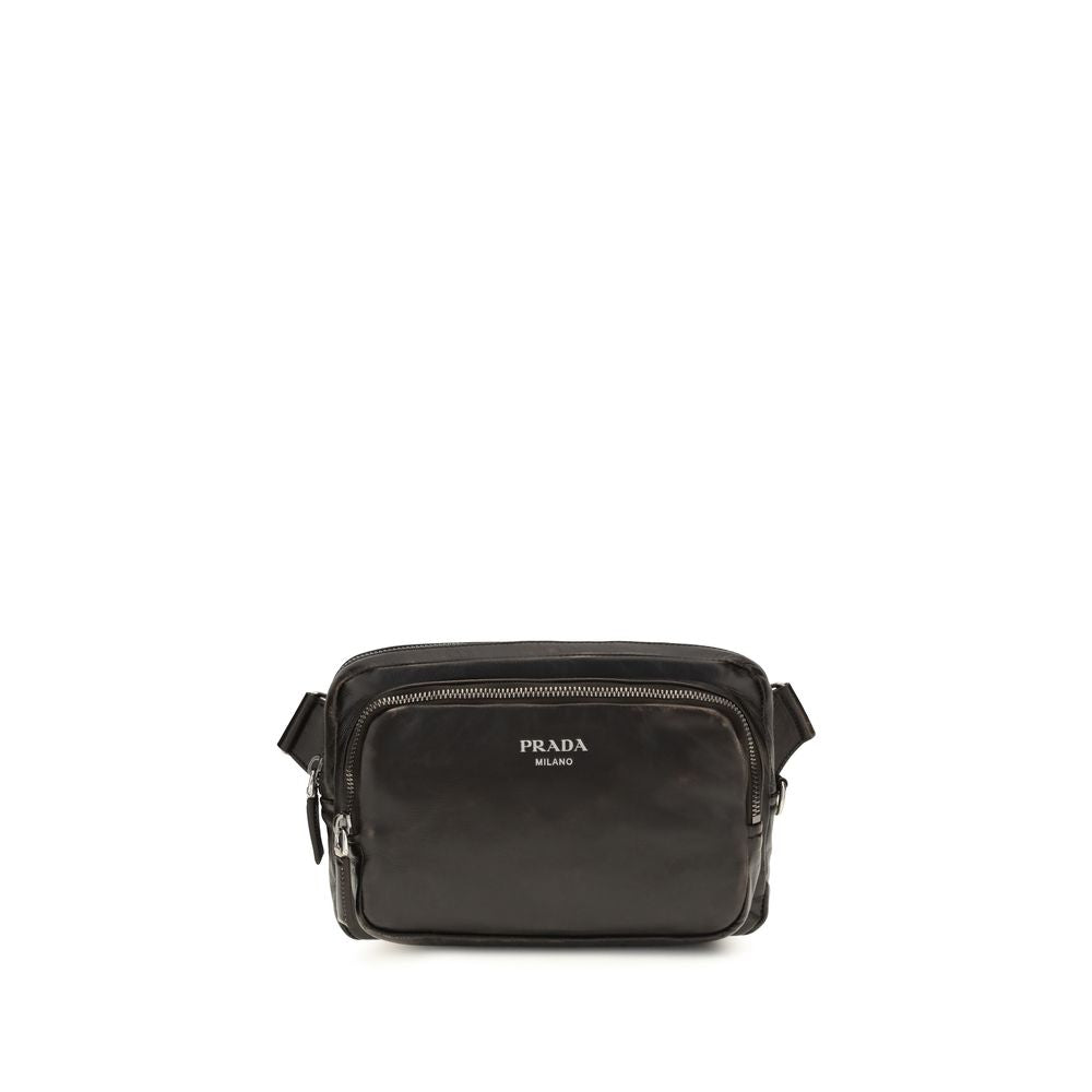 Prada Braune Kalbsleder Bos Taurus Schultertasche
