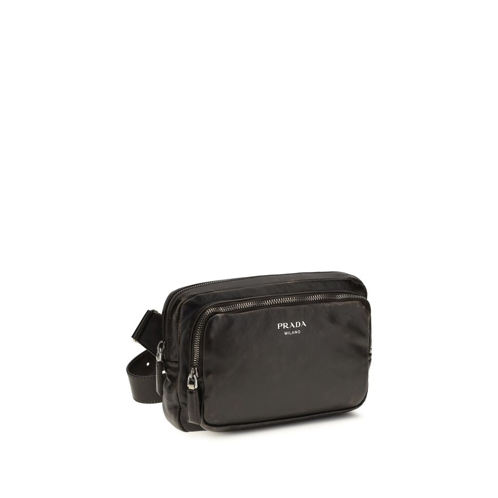 Prada Braune Kalbsleder Bos Taurus Schultertasche