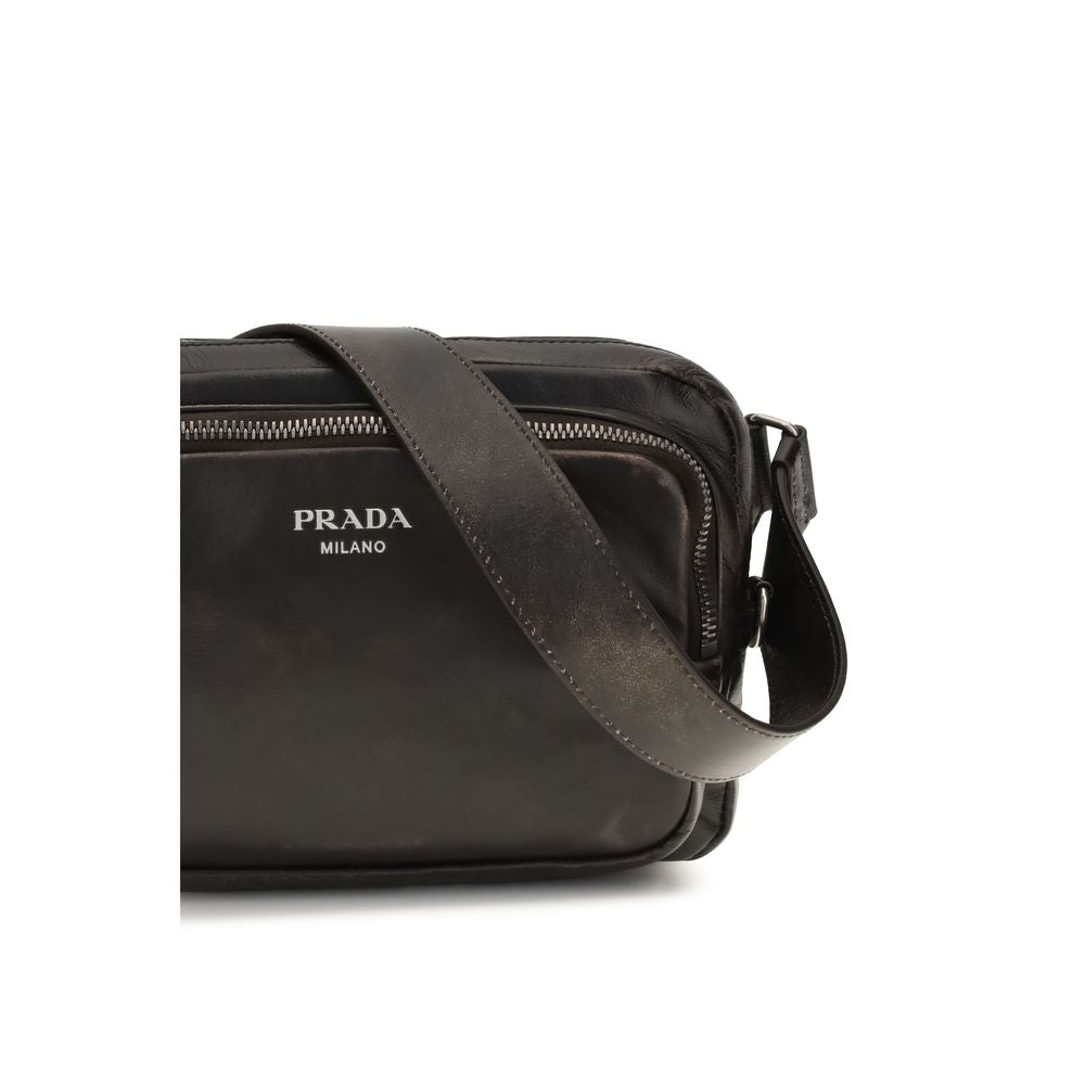 Prada Braune Kalbsleder Bos Taurus Schultertasche