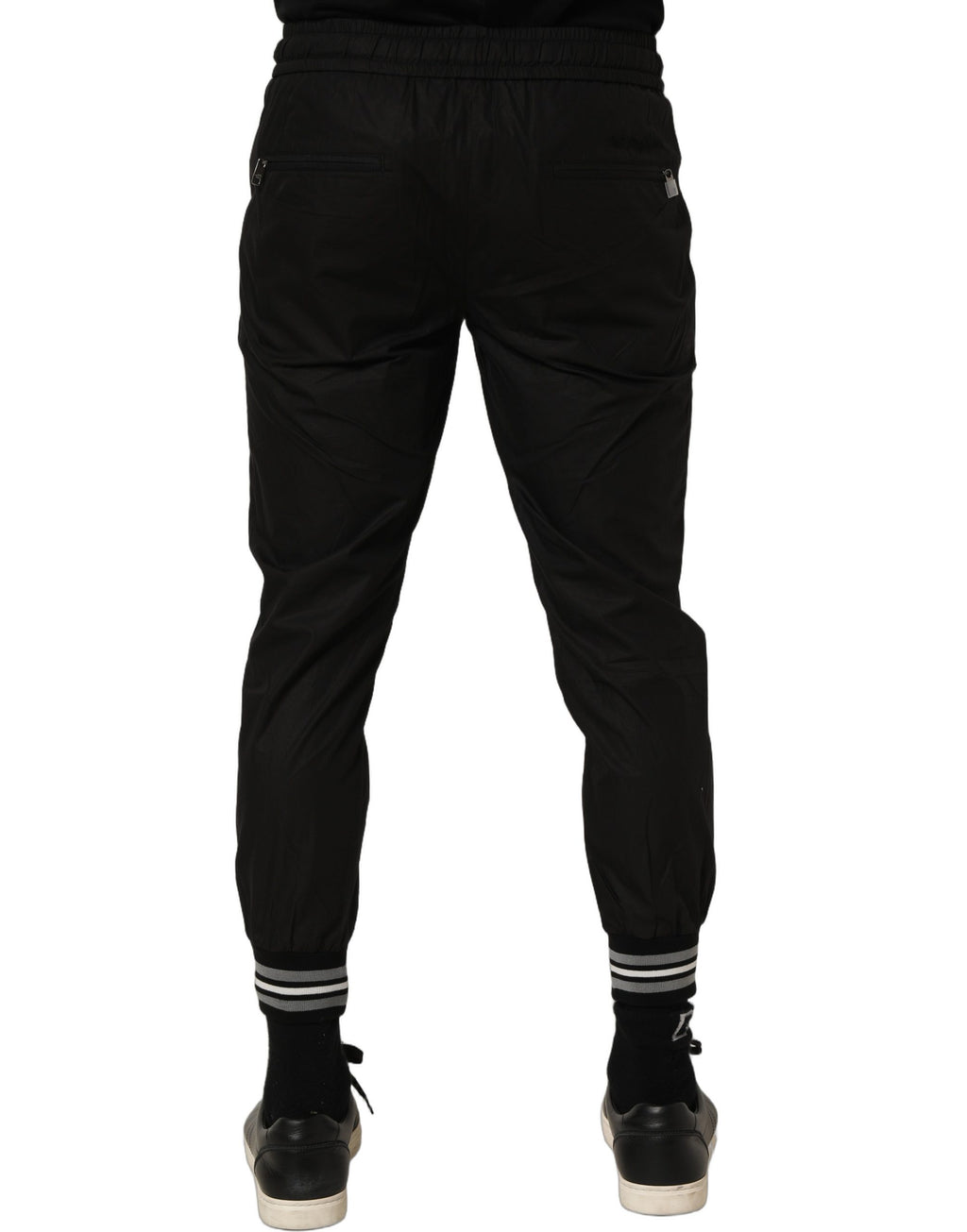 Dolce & Gabbana Schwarze Baumwoll-Jogger-Sweatpants mit mittlerer Taille