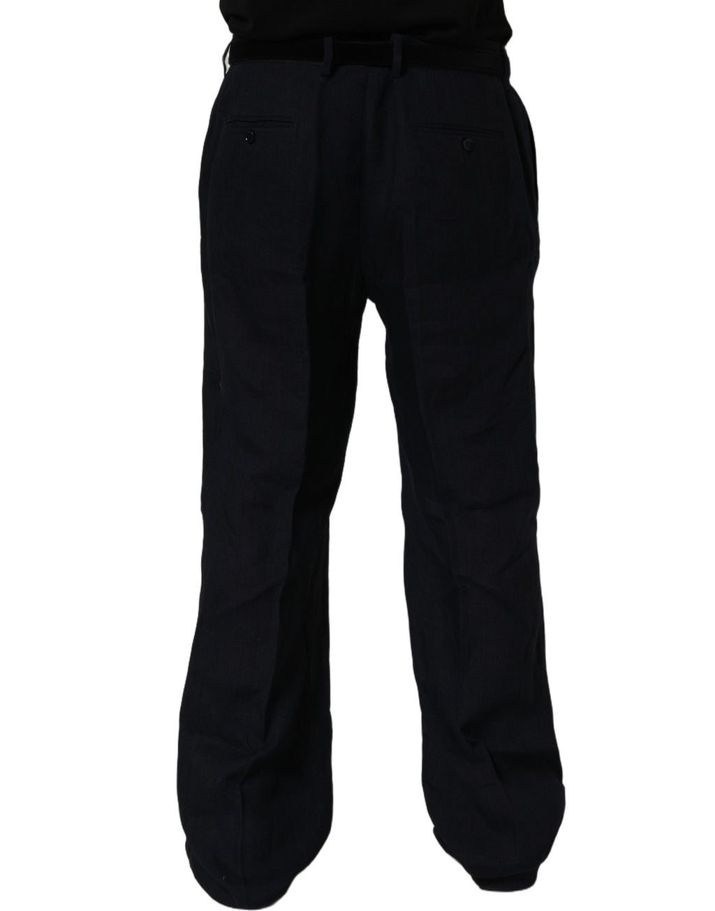 Dolce & Gabbana Schwarze Leinenhose mit geradem Bein