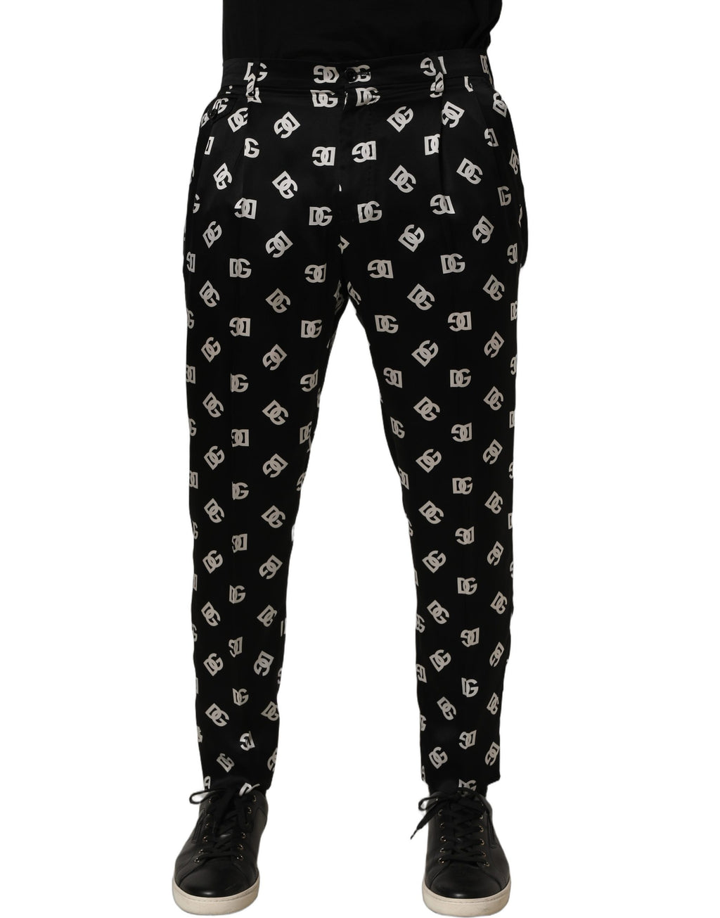 Dolce & Gabbana Schwarze Seiden-Röhrenhose für Herren