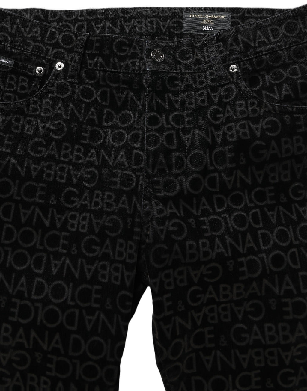 Dolce & Gabbana Schwarze Slim Fit Jeans aus Baumwolle mit Logo-Monogramm