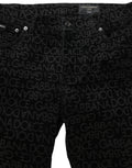 Dolce & Gabbana Schwarze Slim Fit Jeans aus Baumwolle mit Logo-Monogramm