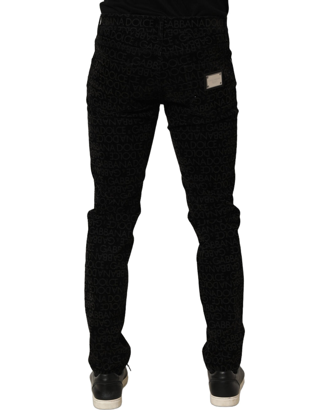 Dolce & Gabbana Schwarze Slim Fit Jeans aus Baumwolle mit Logo-Monogramm