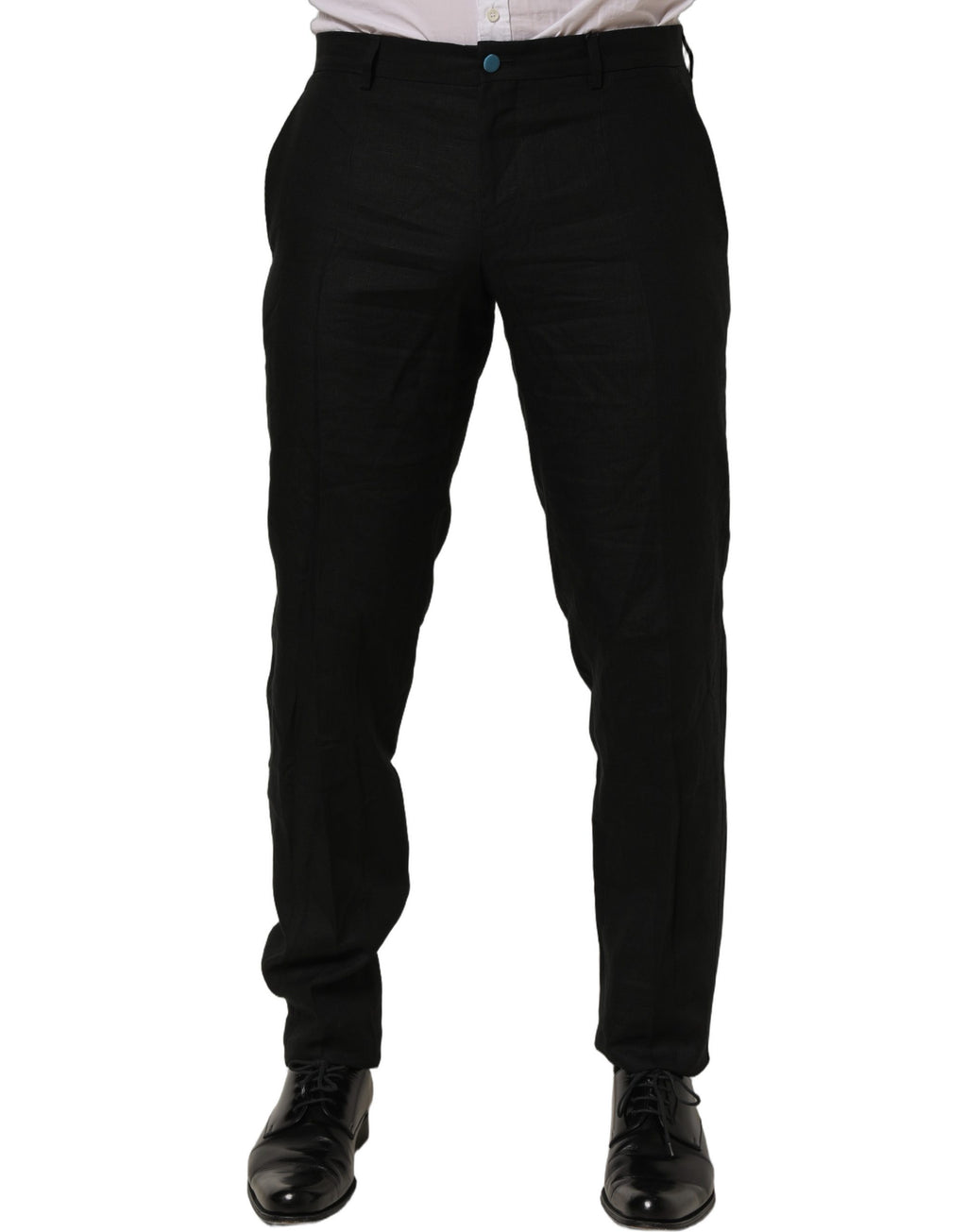 Dolce & Gabbana Schwarze Skinny-Fit Anzughose aus Leinen