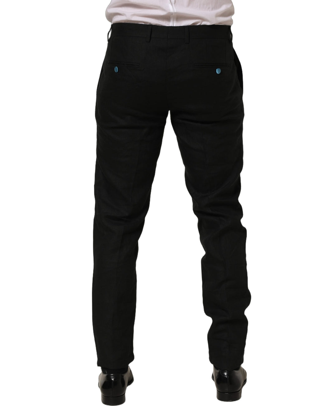 Dolce & Gabbana Schwarze Skinny-Fit Anzughose aus Leinen
