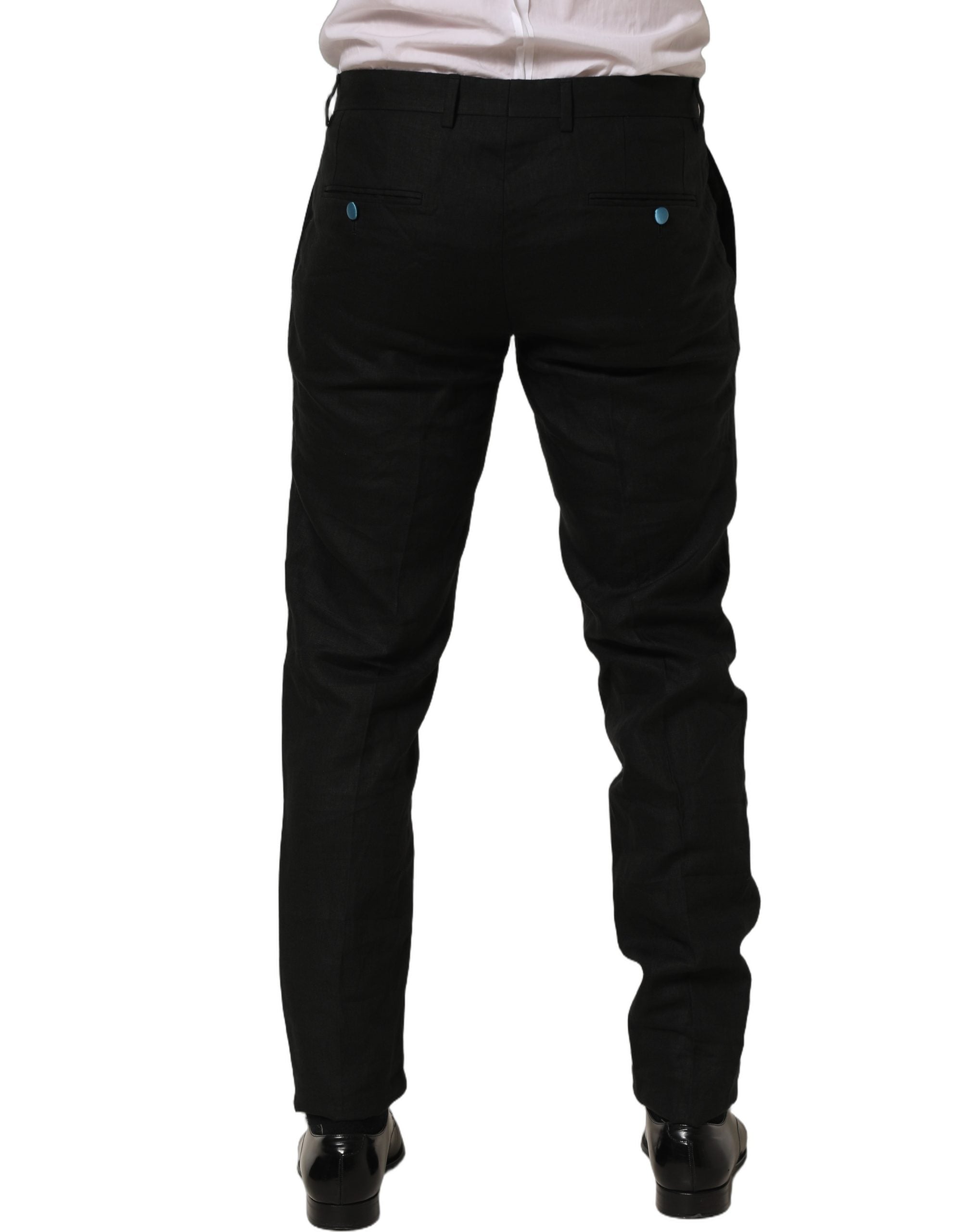 Dolce & Gabbana Schwarze Skinny-Fit Anzughose aus Leinen