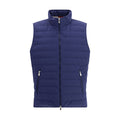 Brunello Cucinelli Ärmellose blaue Jacke aus Polyester