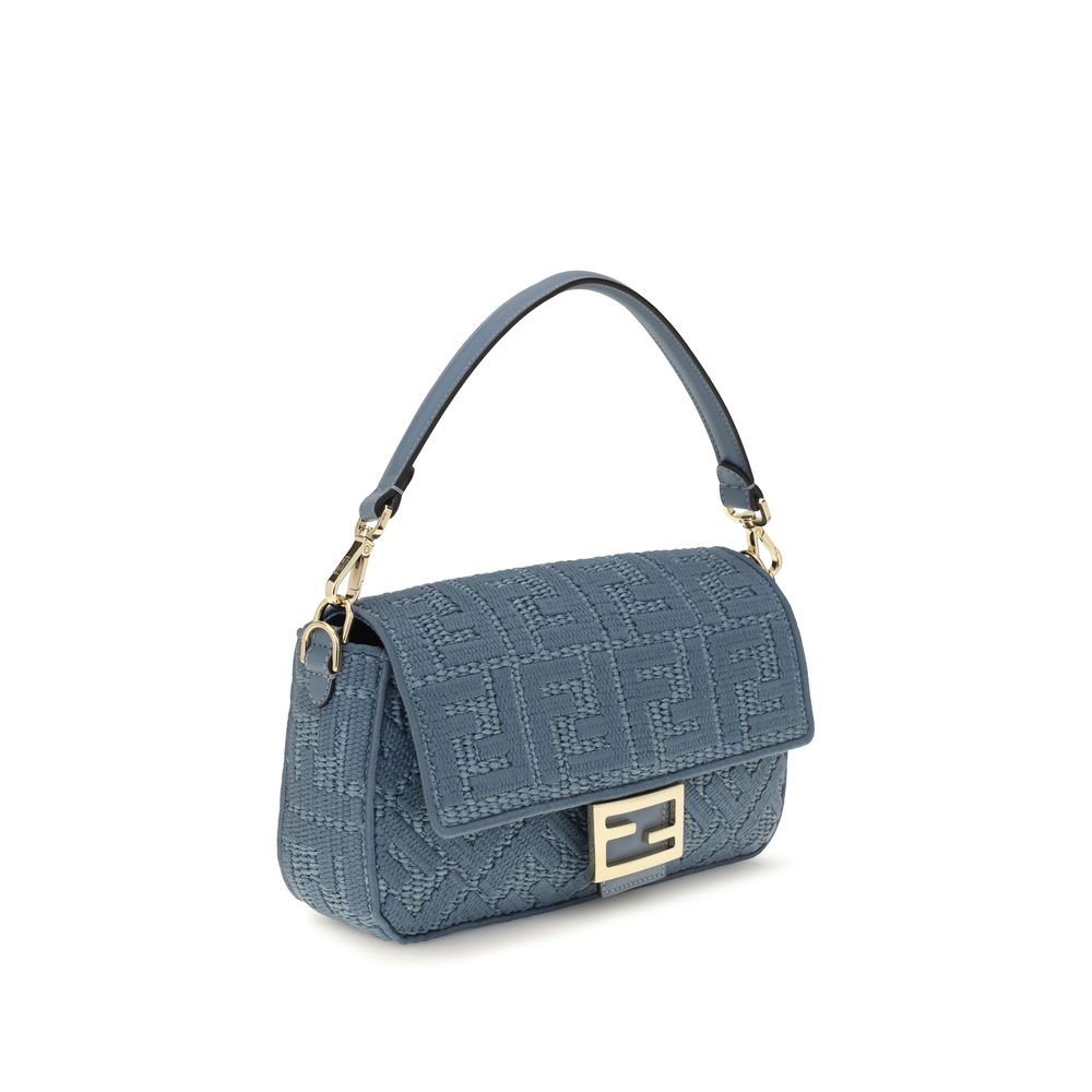 Fendi Blaue Raffia-Umhängetasche