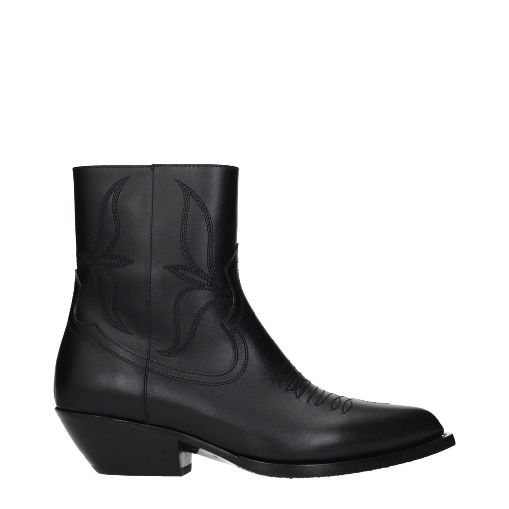Celine Schwarze Leder-Stiefeletten