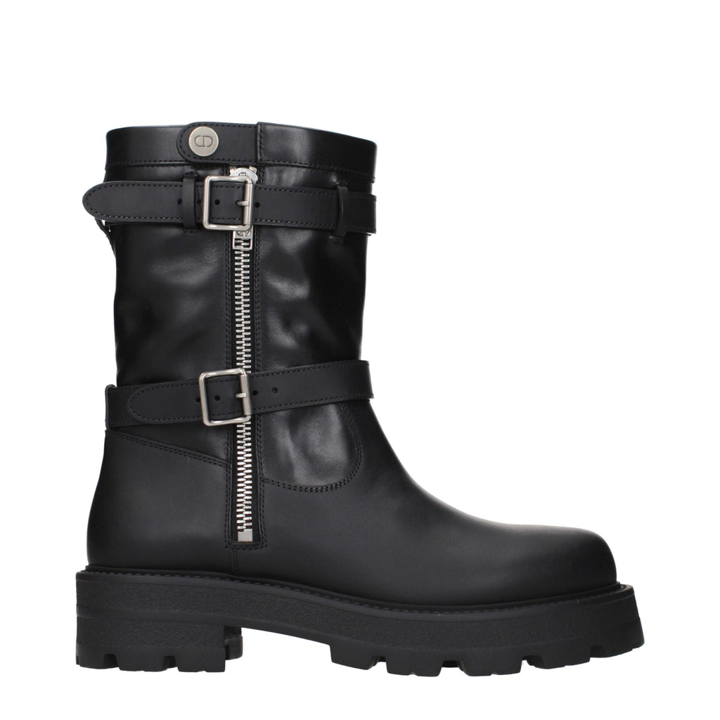 Christian Dior Schwarze Leder-Stiefeletten