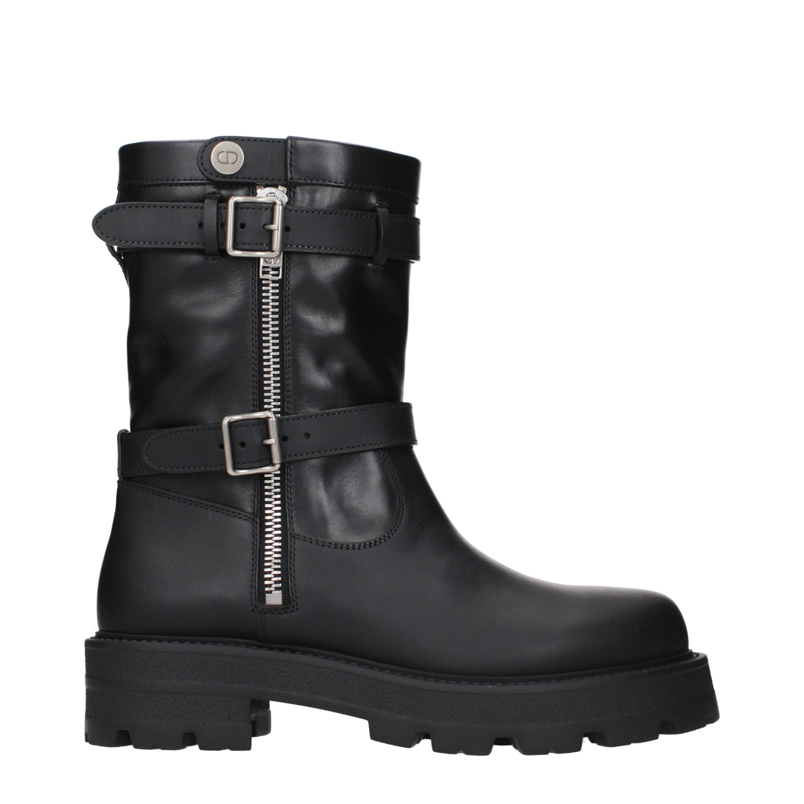 Christian Dior Schwarze Leder-Stiefeletten