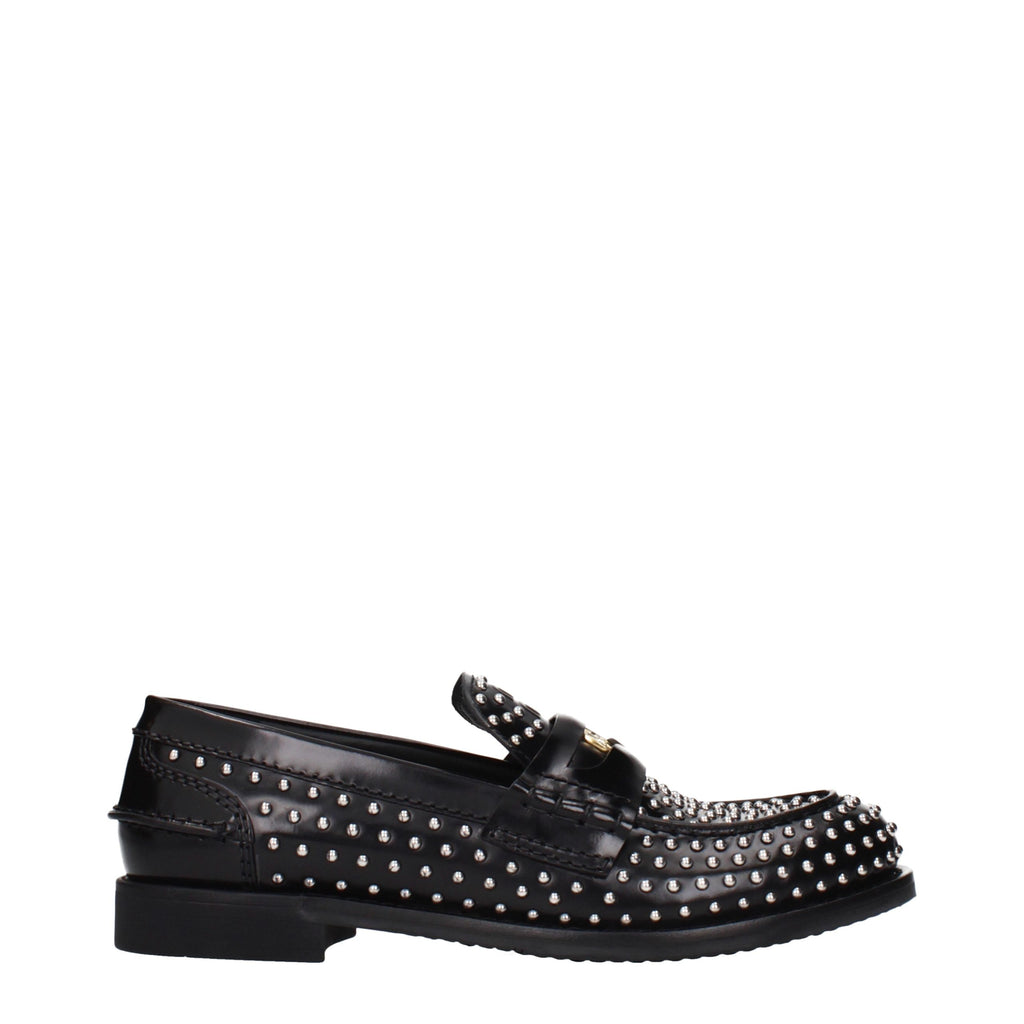 Miu Miu Schwarze Leder Loafer zum Hineinschlüpfen