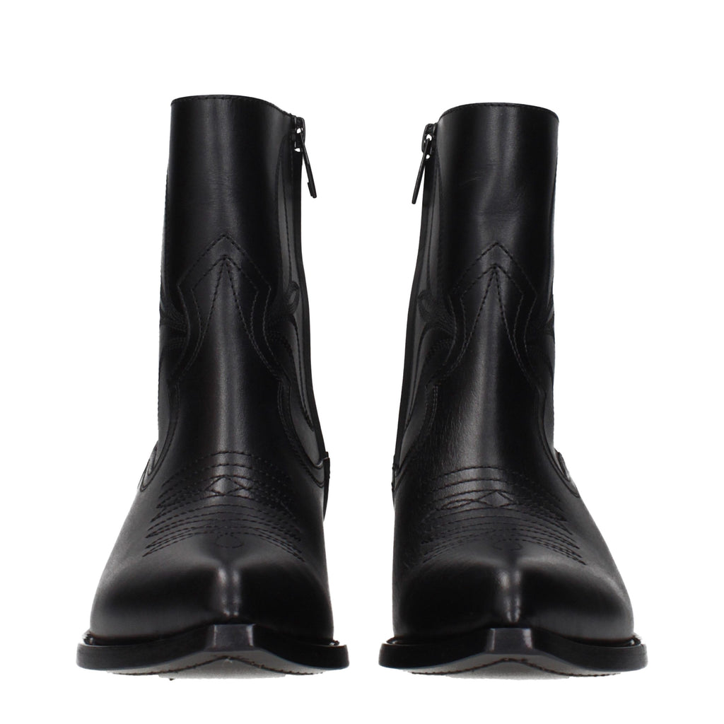 Celine Schwarze Leder-Stiefeletten
